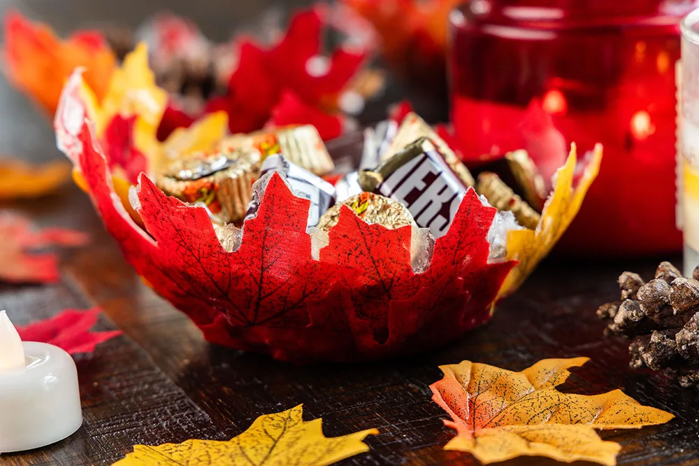 Un vide-poche composé de feuilles d’automne – bricolage automne feuilles